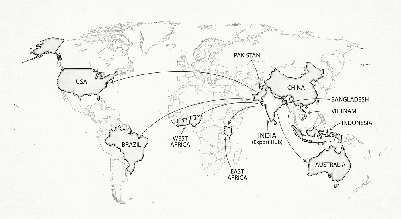 World map showing our markets and trade lanes